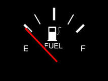 Fuel gauge showing that car is on empyt .